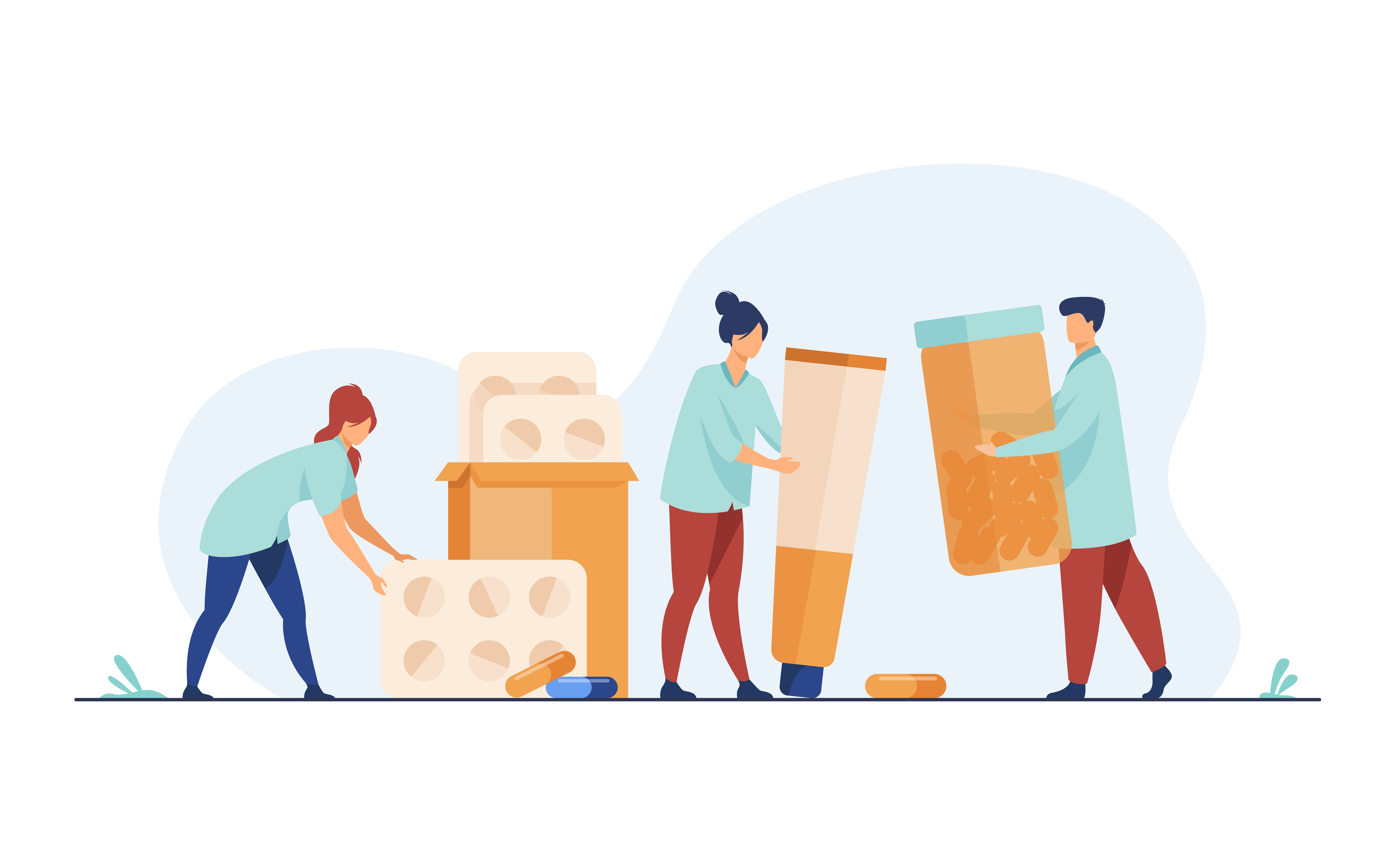 People packaging items